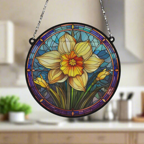 Daffodil Stained Glass Effect Suncatcher